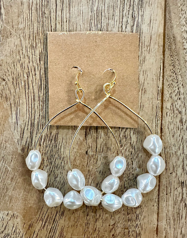 Kino Kustoms Faux White Pearl Hoops