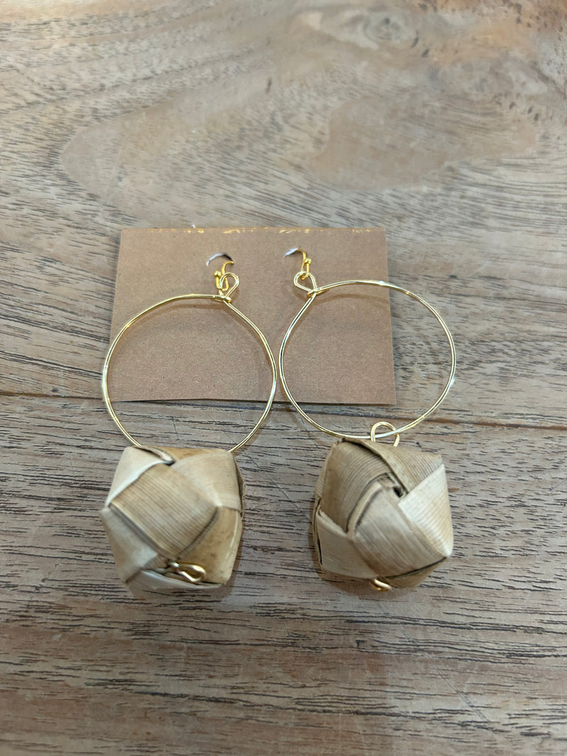 Kino Kustoms Box Lauhala Hoop Earrings