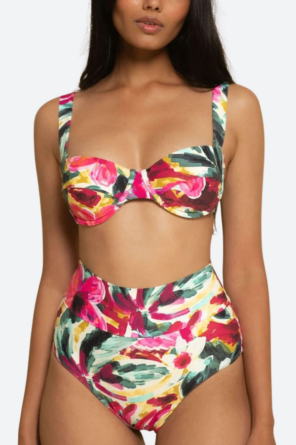 Montce Bustier Ruffle Bikini Top in Isla Floral