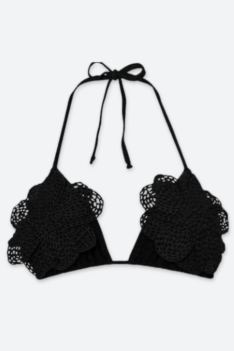 PQ Swim Fleur Tri Top in Jet Black