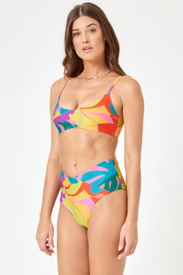 Printed High Tide Bikini Top - Copacabana