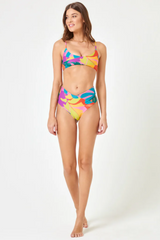 Printed High Tide Bikini Top - Copacabana