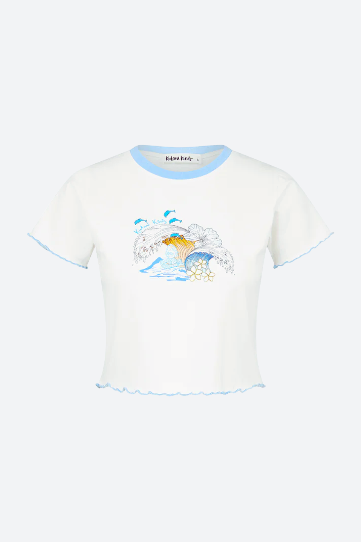 Kulani Kinis Lettuce Cropped Mini Tee in Blue Crush