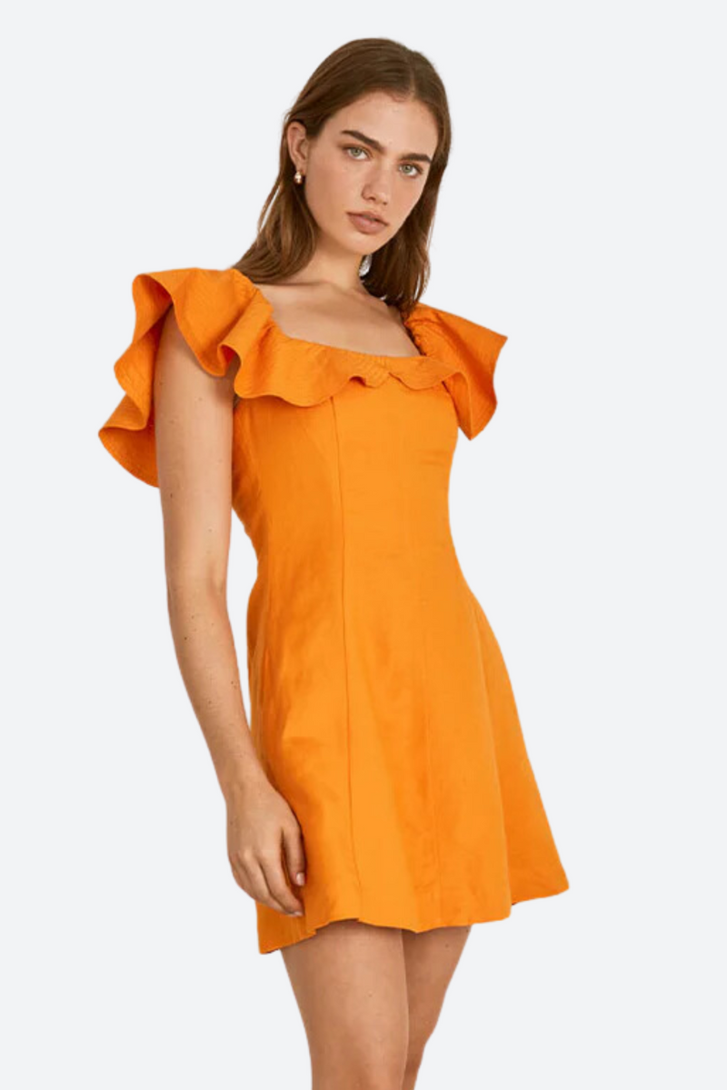 Mon Renn Form Mini Dress in Mango