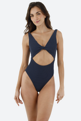 Malai Textured Wave Twix One Piece in Deep Blue