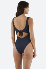 Malai Textured Wave Twix One Piece in Deep Blue