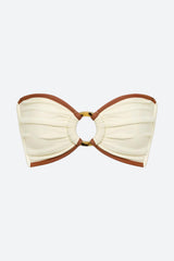 Montce Tori Ties Bandeau Bikini Top in Oat Terracotta Binded
