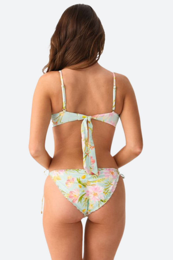 PQ Swim Embroidered Lettuce Edge Tie Side Bottom FULL in Petal Pink