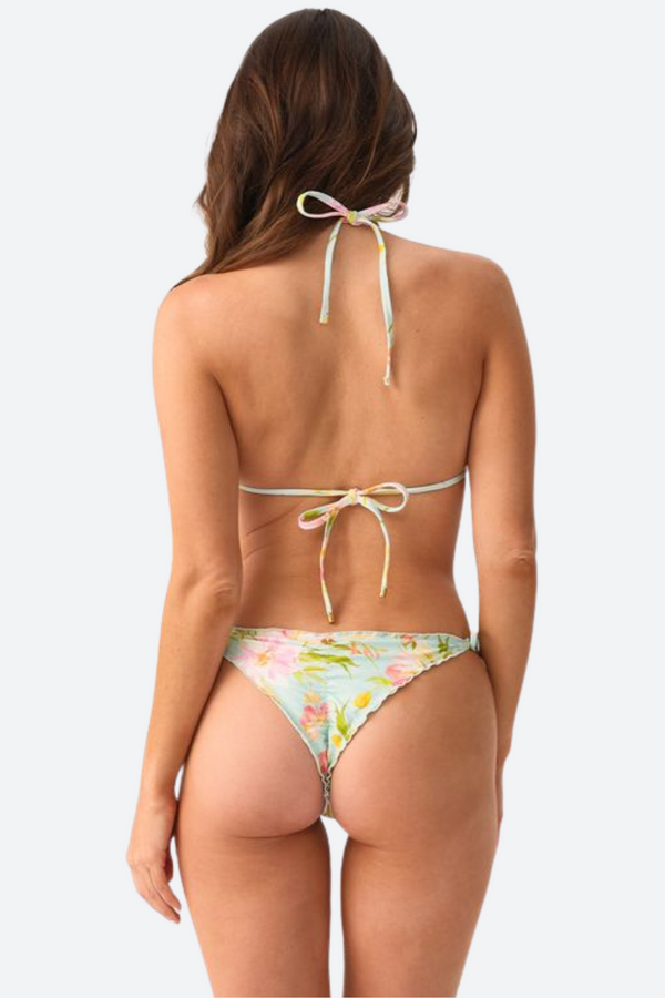 PQ Swim Embroidered Lettuce Edge Tri Top in Petal Pink