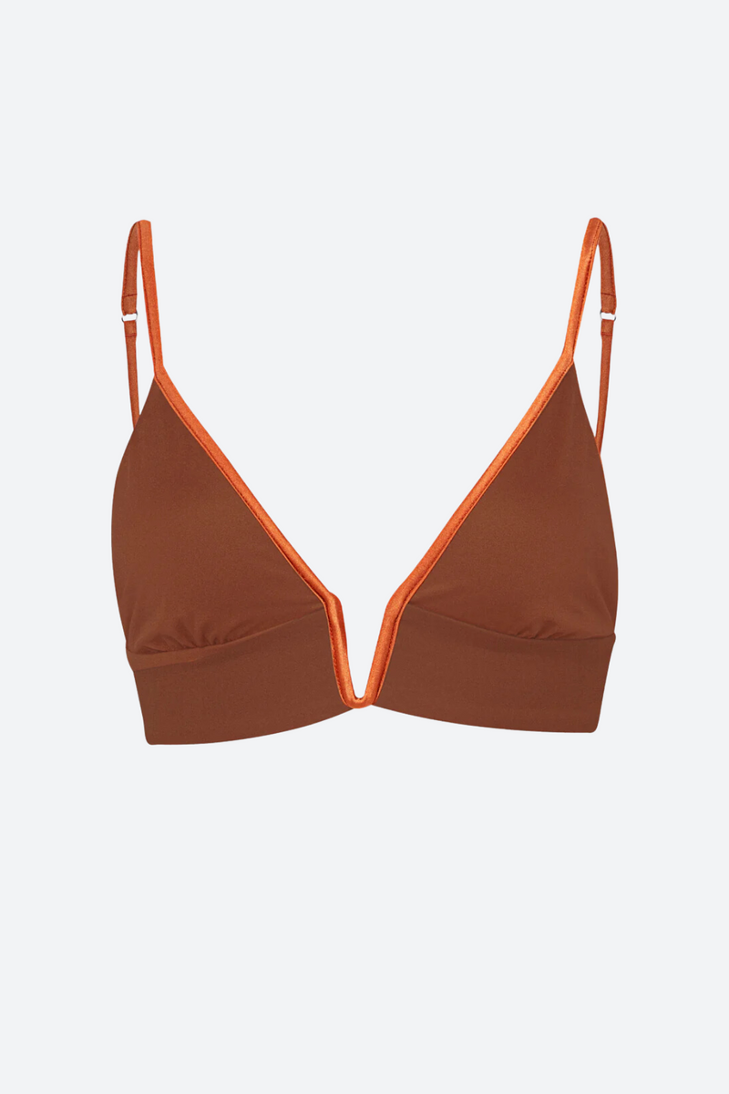 Maaji Satin Umber Parade Bikini Top in Brown