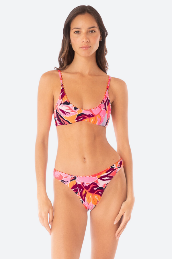 Maaji Coral Leafy Liberties Bikini Top in Pink Overflow