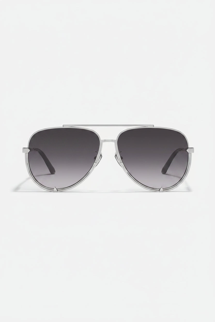 Quay High Key Chrome Sunglasses in Silver Frame / Smoke Lens