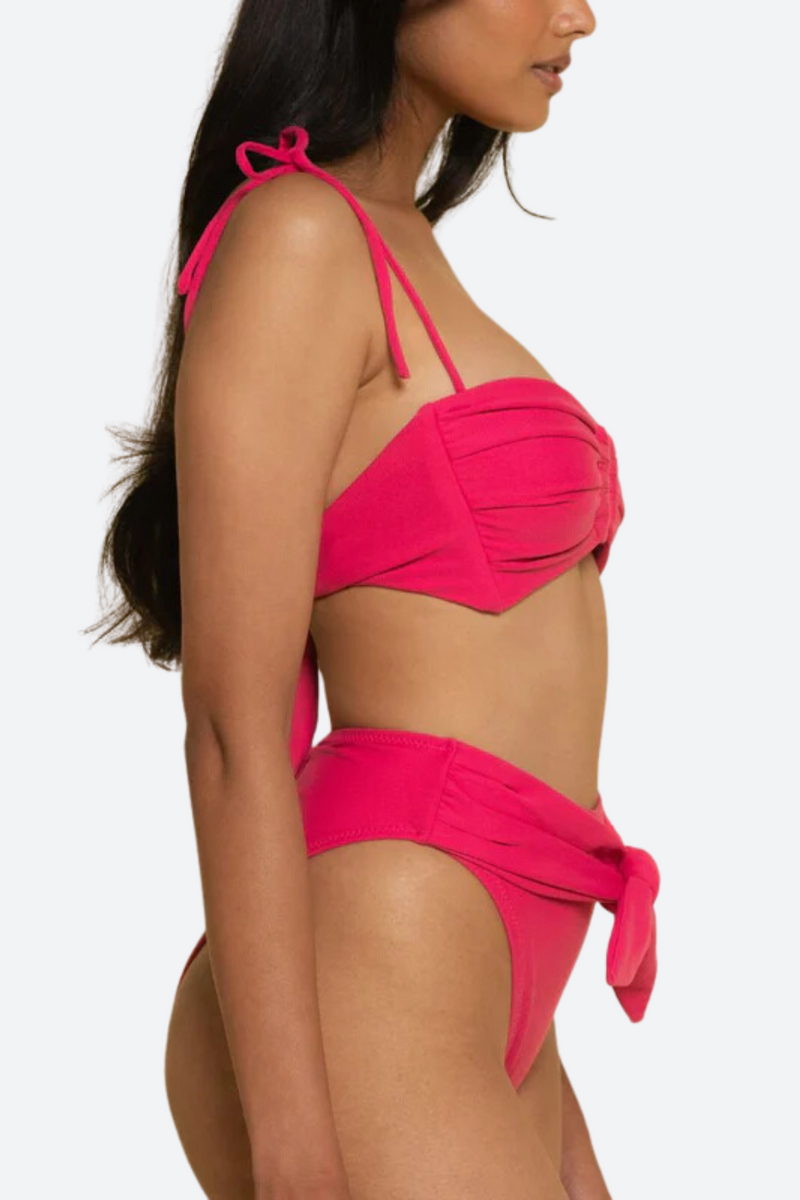 Montce Paula Tie-Up Bikini Bottom in Raspberry