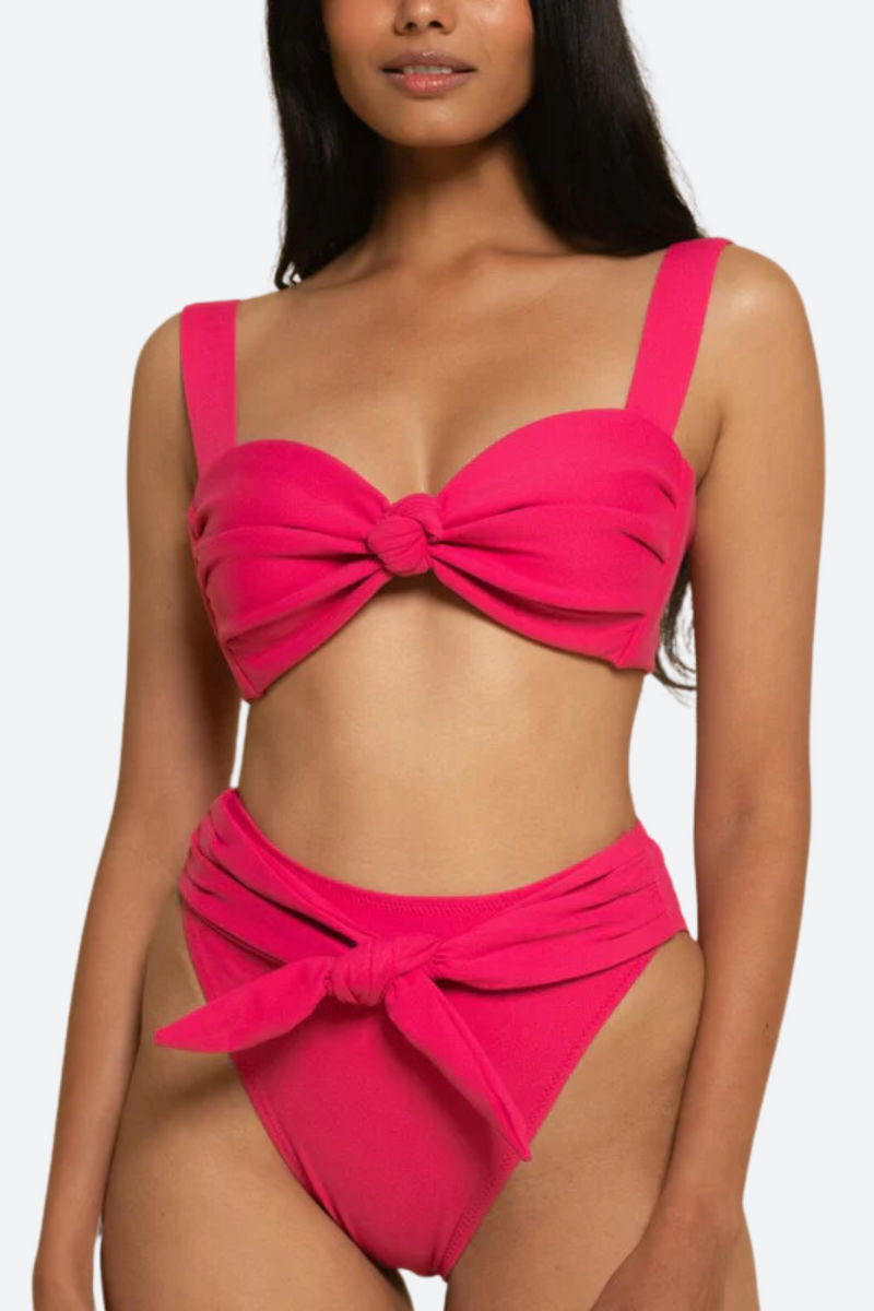 Montce Paula Tie-Up Bikini Bottom in Raspberry