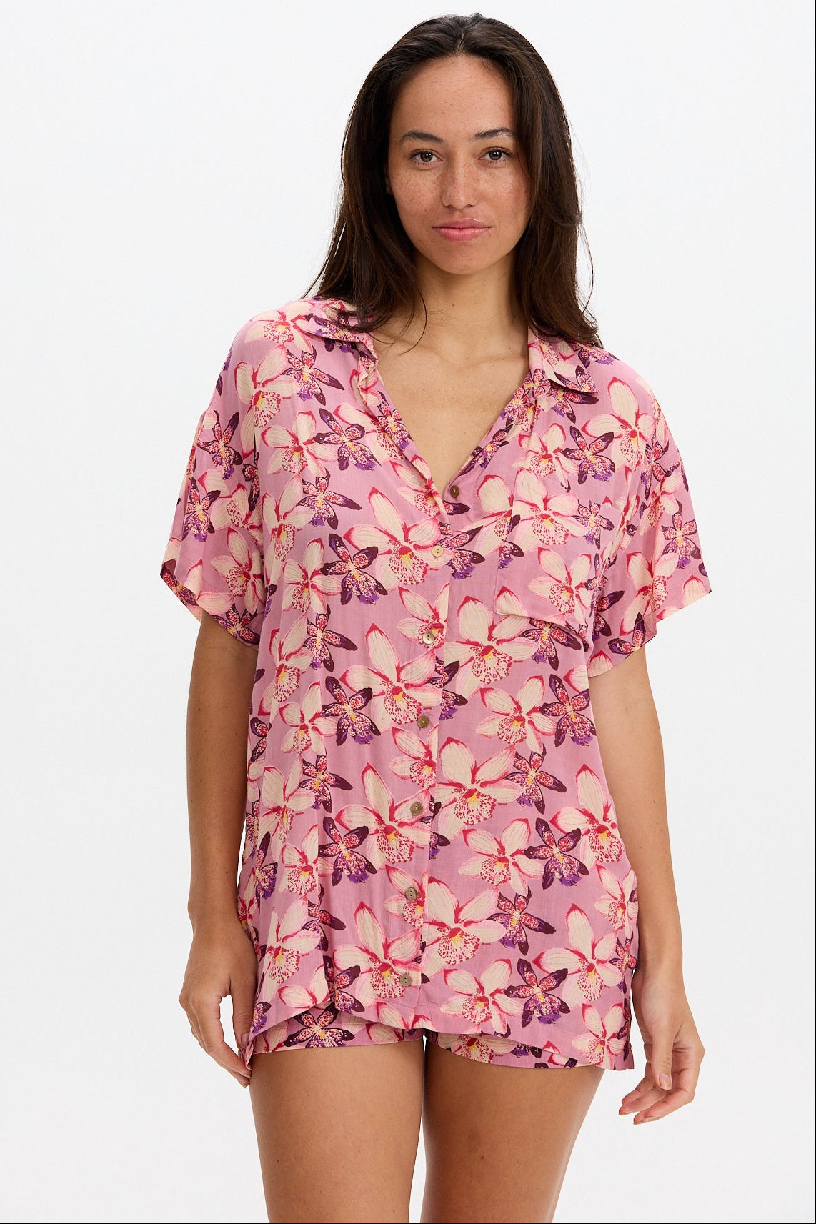 Benoa Swim Aloha Shirt Dress in Bloom