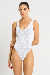 Bound by Bond-Eye Mara One Piece in Optic White Leopard