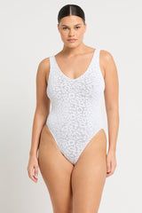 Bound by Bond-Eye Mara One Piece in Optic White Leopard