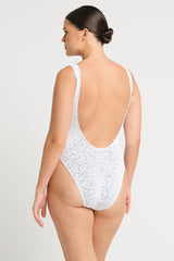 Bound by Bond-Eye Mara One Piece in Optic White Leopard