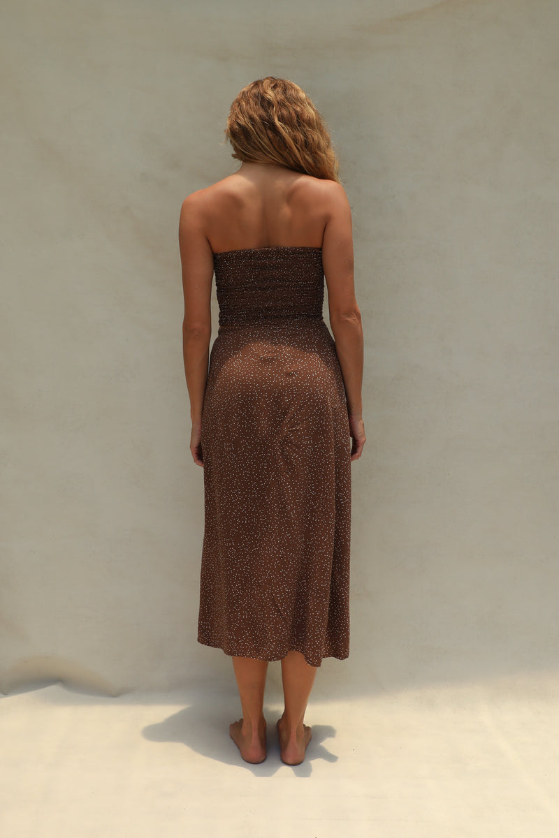 Stone Fox Flora Tube Top in Coco Dot