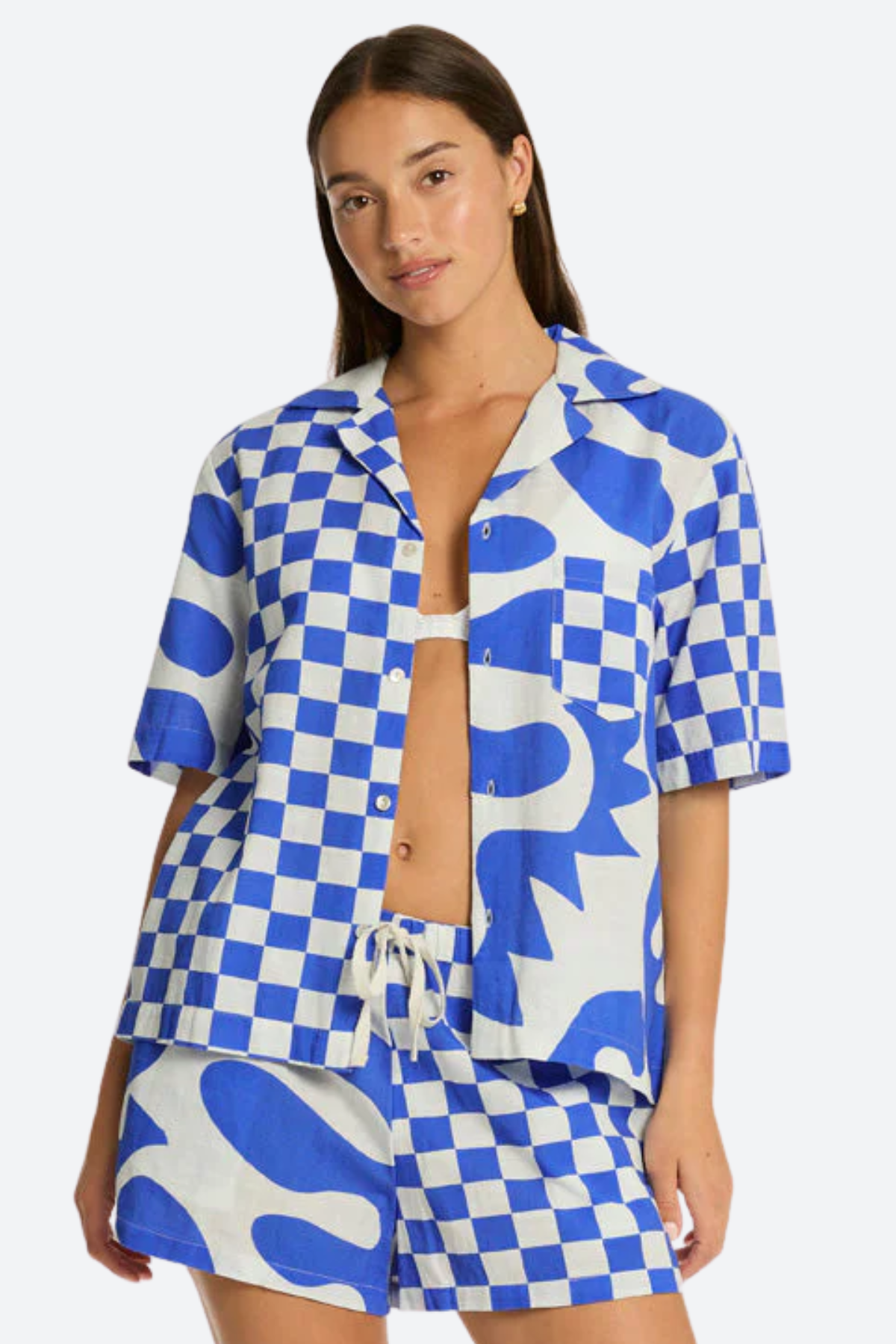 Sea Level Seascape Bowling Shirt in Blue