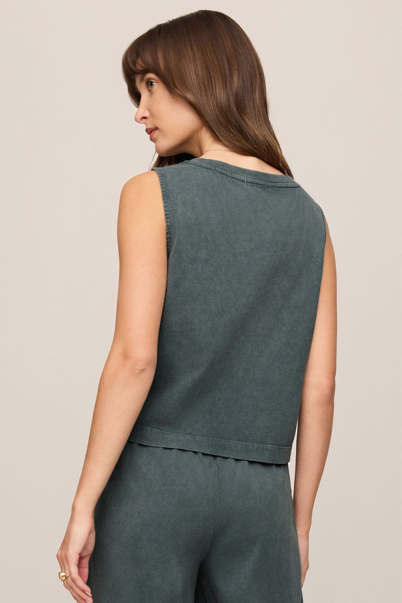 Z Supply Sloane V-Neck Top in Emerald Cove