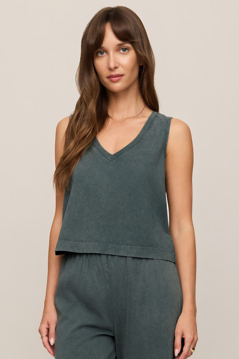Z Supply Sloane V-Neck Top in Emerald Cove