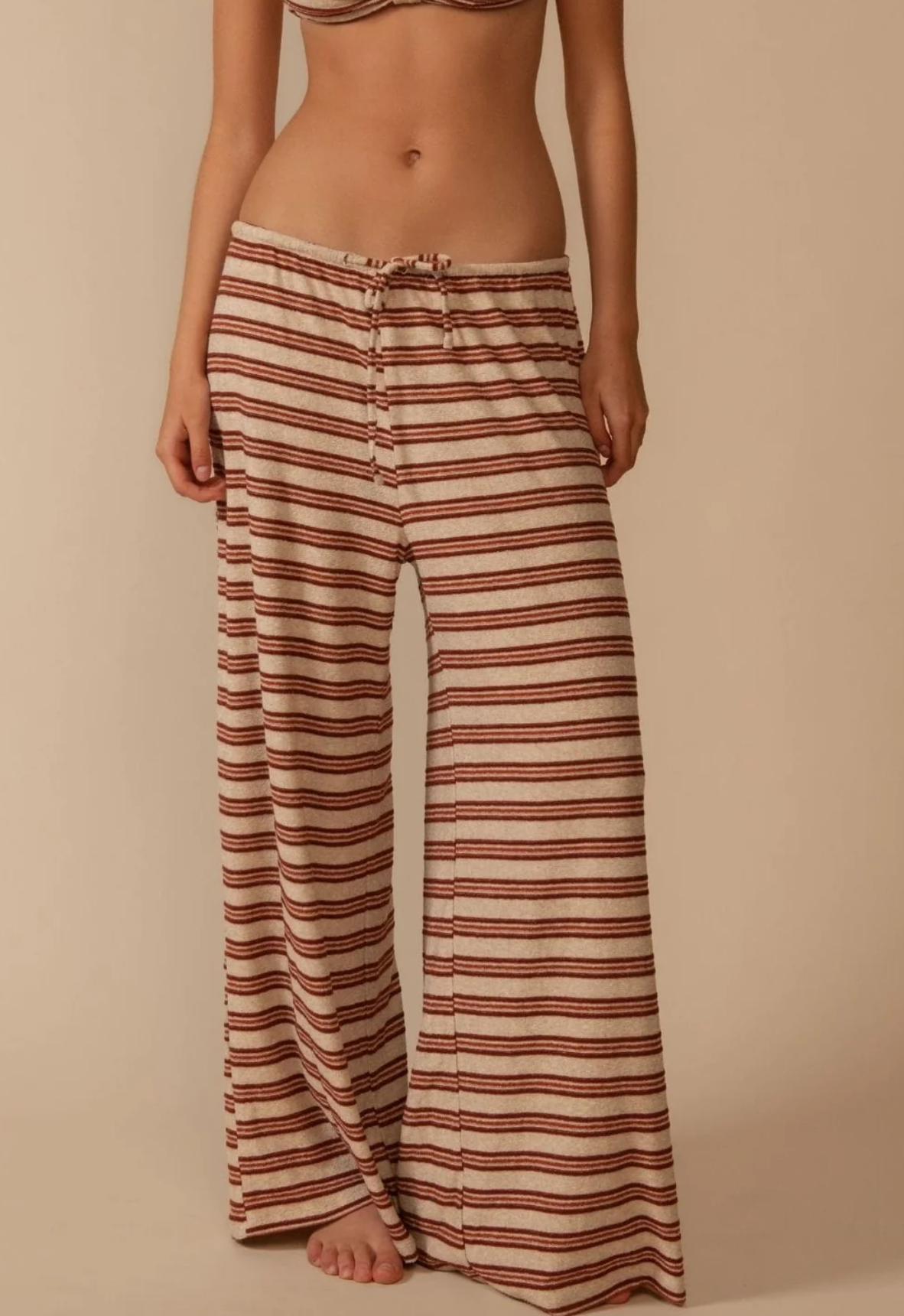 Montce Joan Stripe Drawstring Wide-Leg Pant