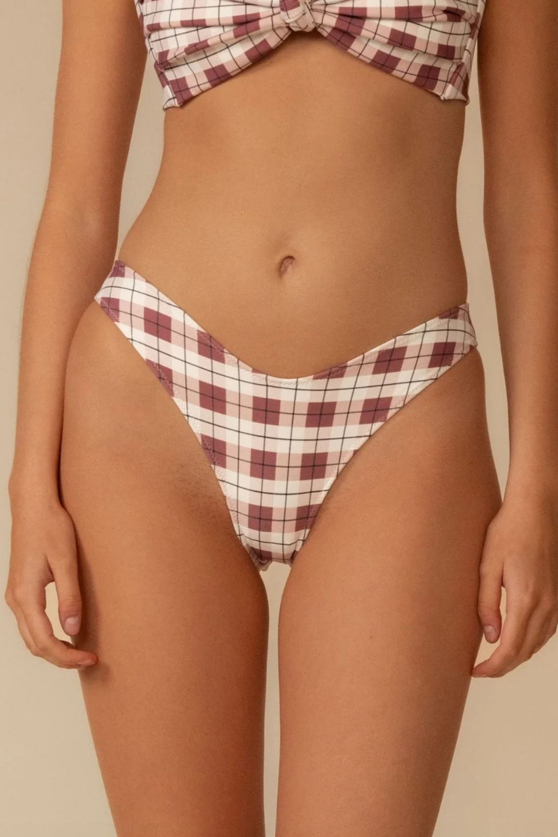 Montce Maroon Plaid Lulu (Zig-Zag Stitch) Bikini Bottom