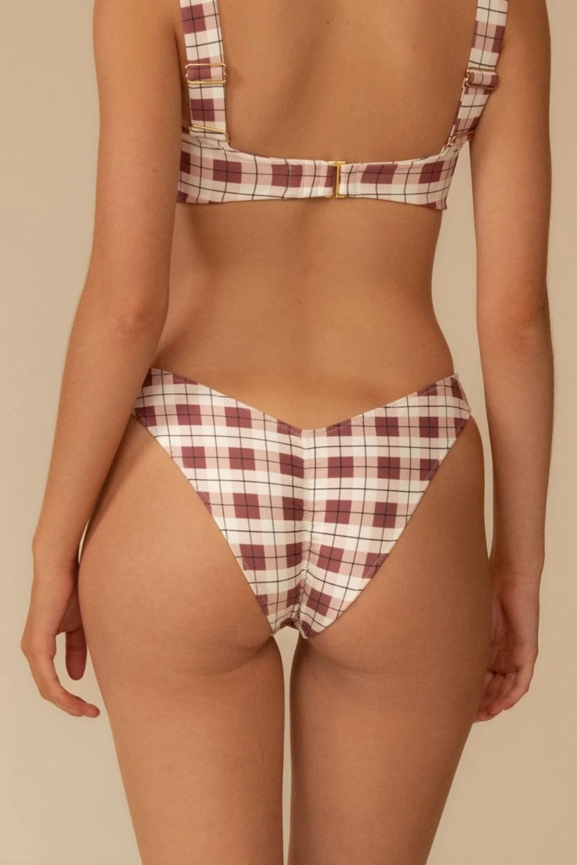 Montce Maroon Plaid Lulu (Zig-Zag Stitch) Bikini Bottom