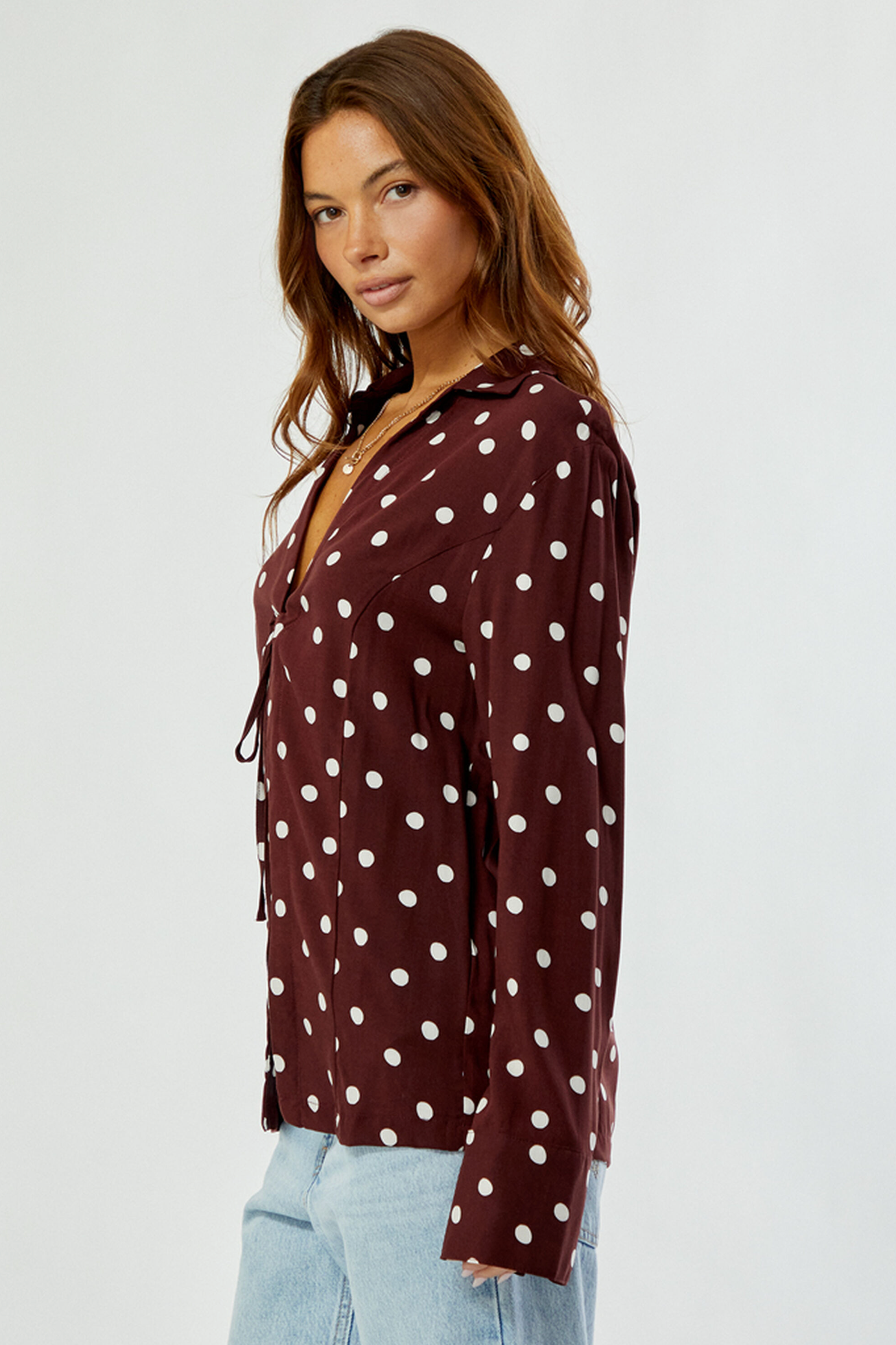Rhythm Polka Dot Tie Front Shirt