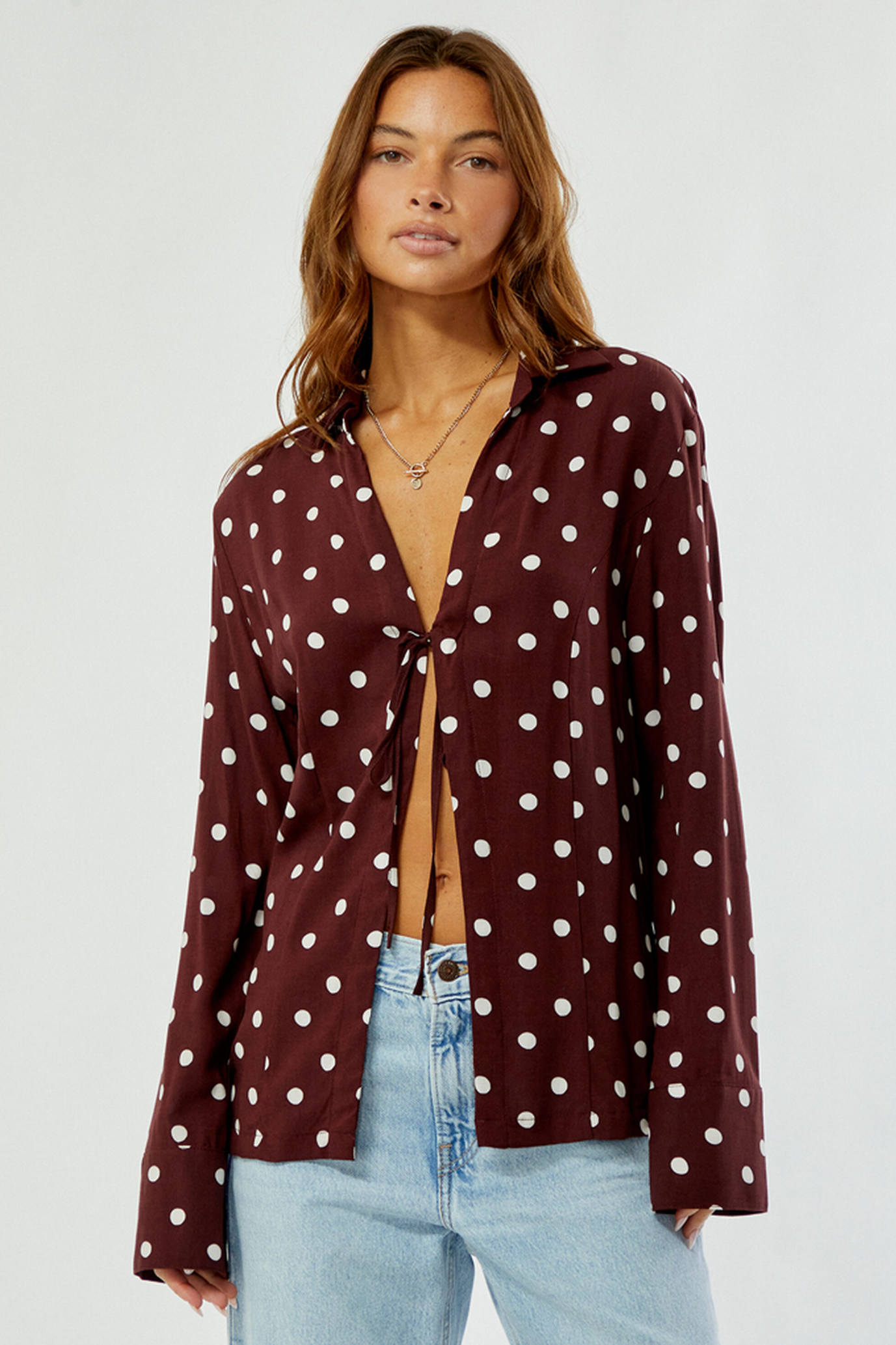 Rhythm Polka Dot Tie Front Shirt