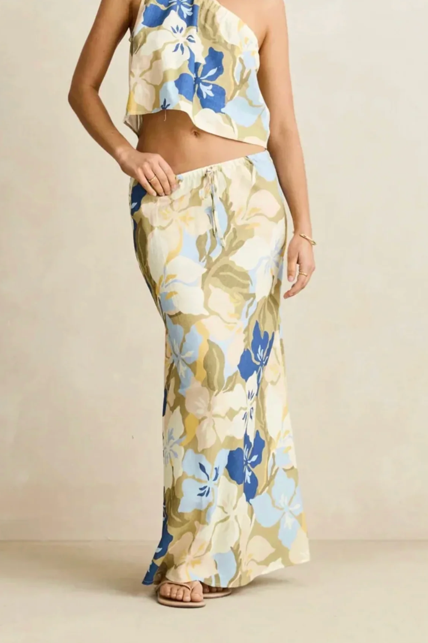 Rhythm Blanca Floral Bias Cut Maxi Skirt