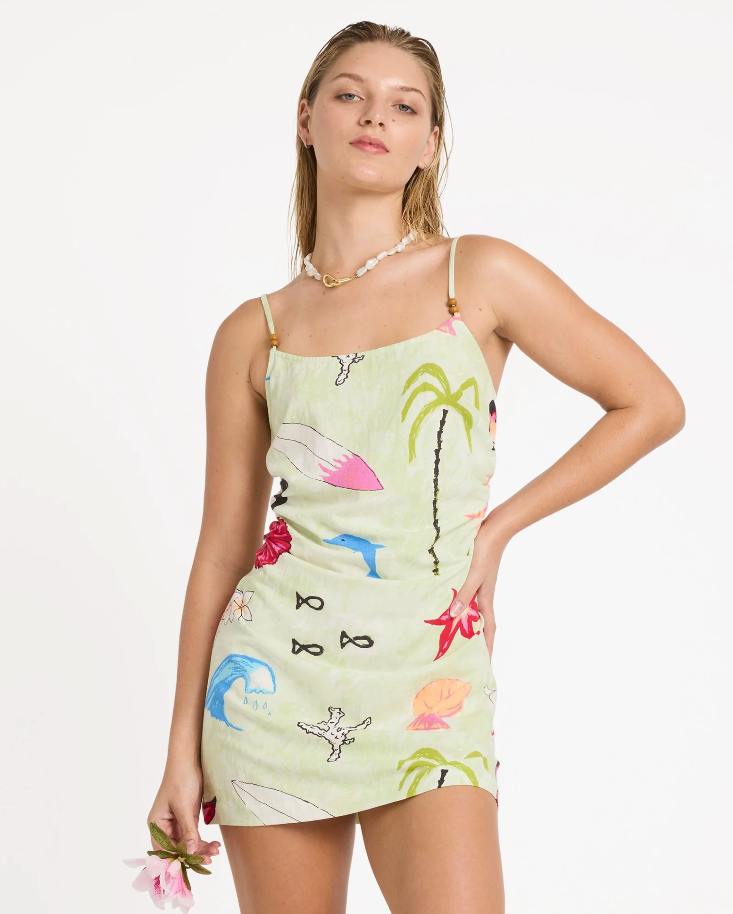 Billabong Lottie Hall Woven Dress in Sunny Lime
