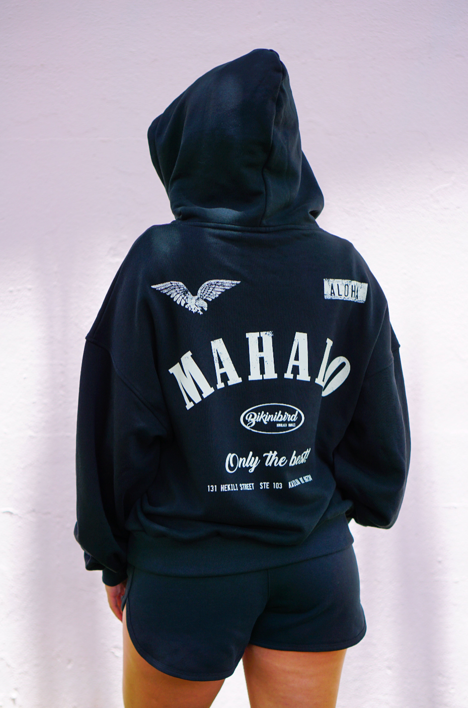 Bikinibird MAHALO MOTO Hoodie in Black
