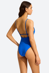 Seafolly Collective V Neck One Piece in Azure