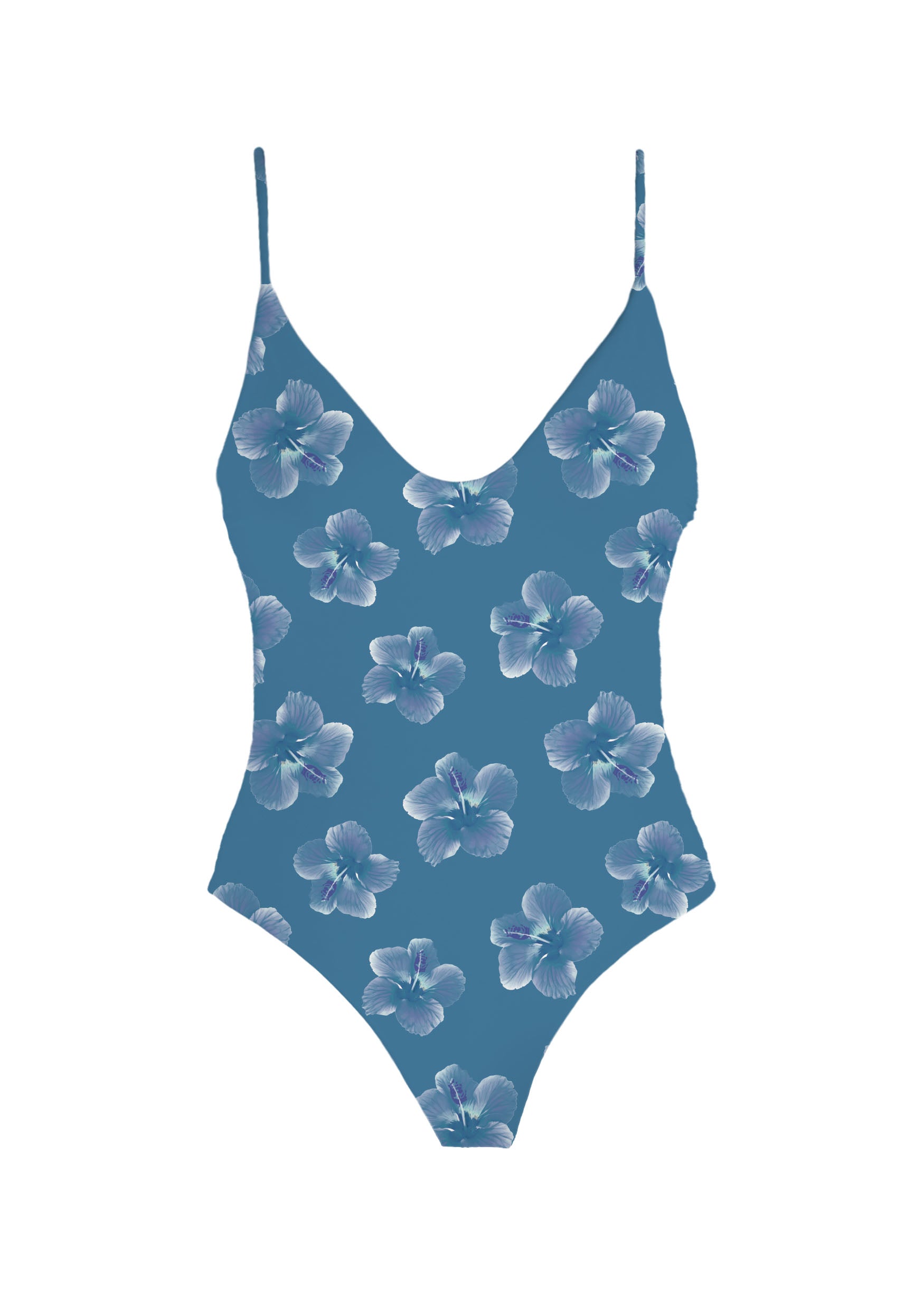 MAI Everyday Bodysuit in Steel Blue Hibiscus