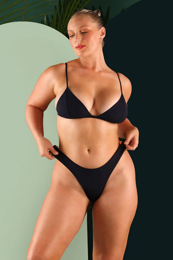 Bromelia Swimwear Valentina Top in Midnight Black Ribbed