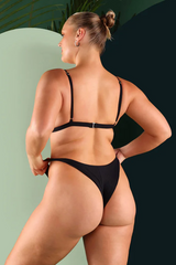 Bromelia Swimwear Valentina Bottom in Midnight Black Ribbed