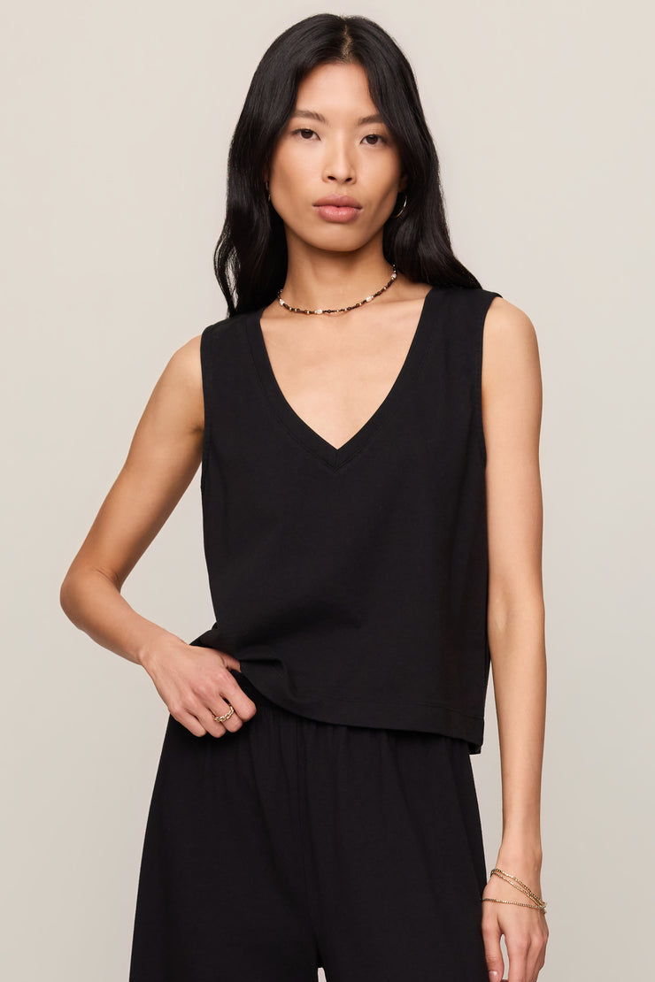 Z Supply Sloane V-Neck Top in True Black