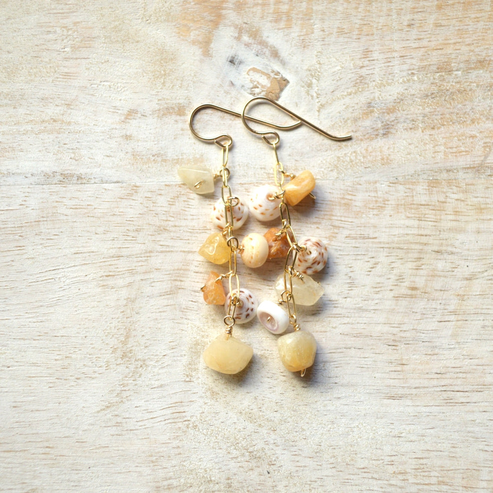 Salty But Sweet Puka Shell Aventurine Earrings