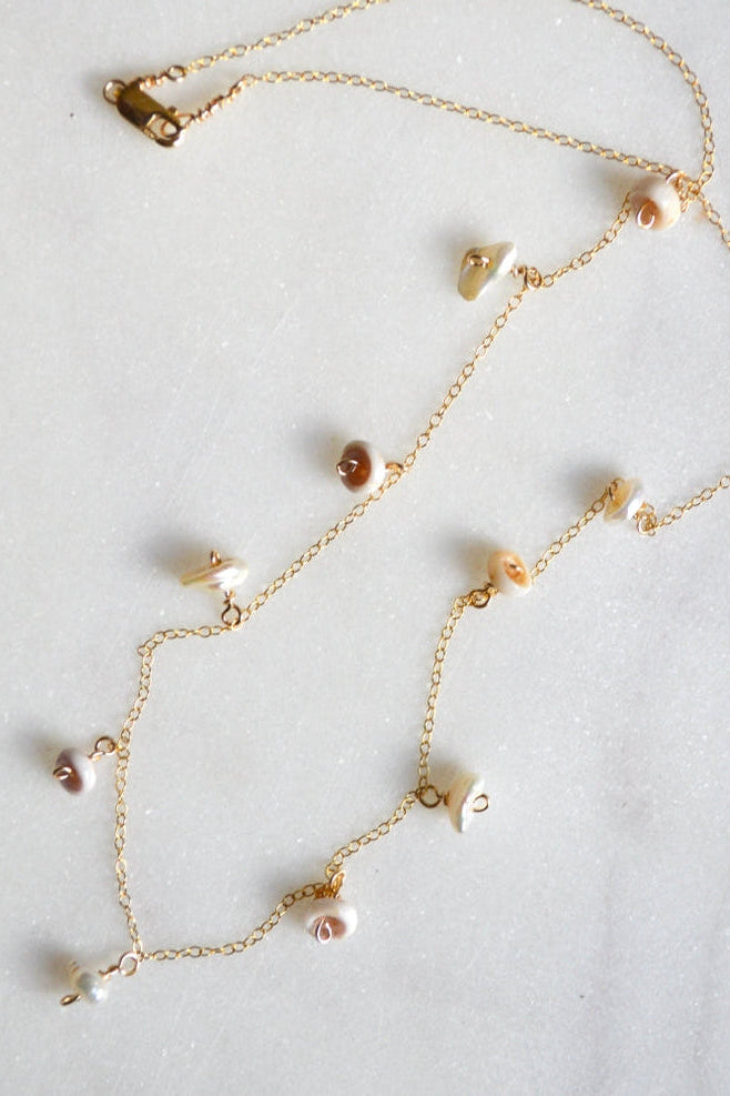 Salty But Sweet Keshi Pearl & Puka Shell Necklace