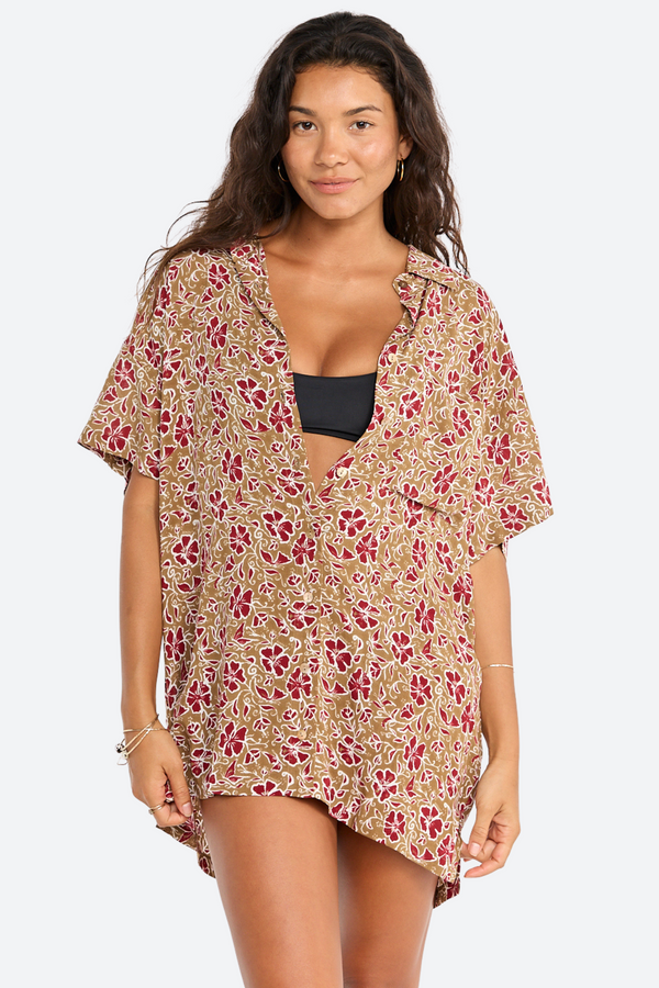 Benoa Swim Aloha Shirt Dress in Eden