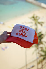 Bikinibird Meet Me at Sandys Trucker Hat in Red/White