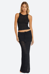 PQ Swim Crochet Long Skirt in Black