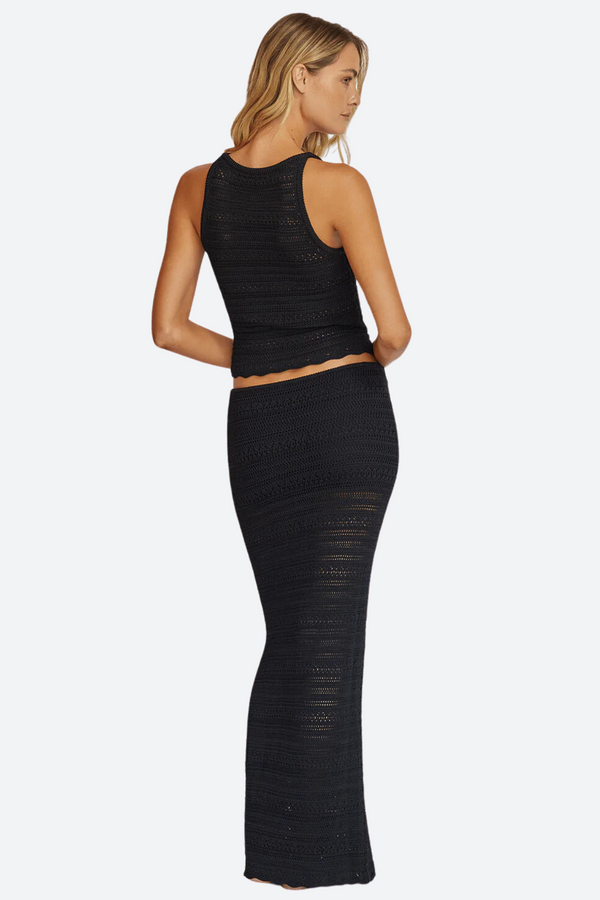 PQ Swim Crochet Long Skirt in Black