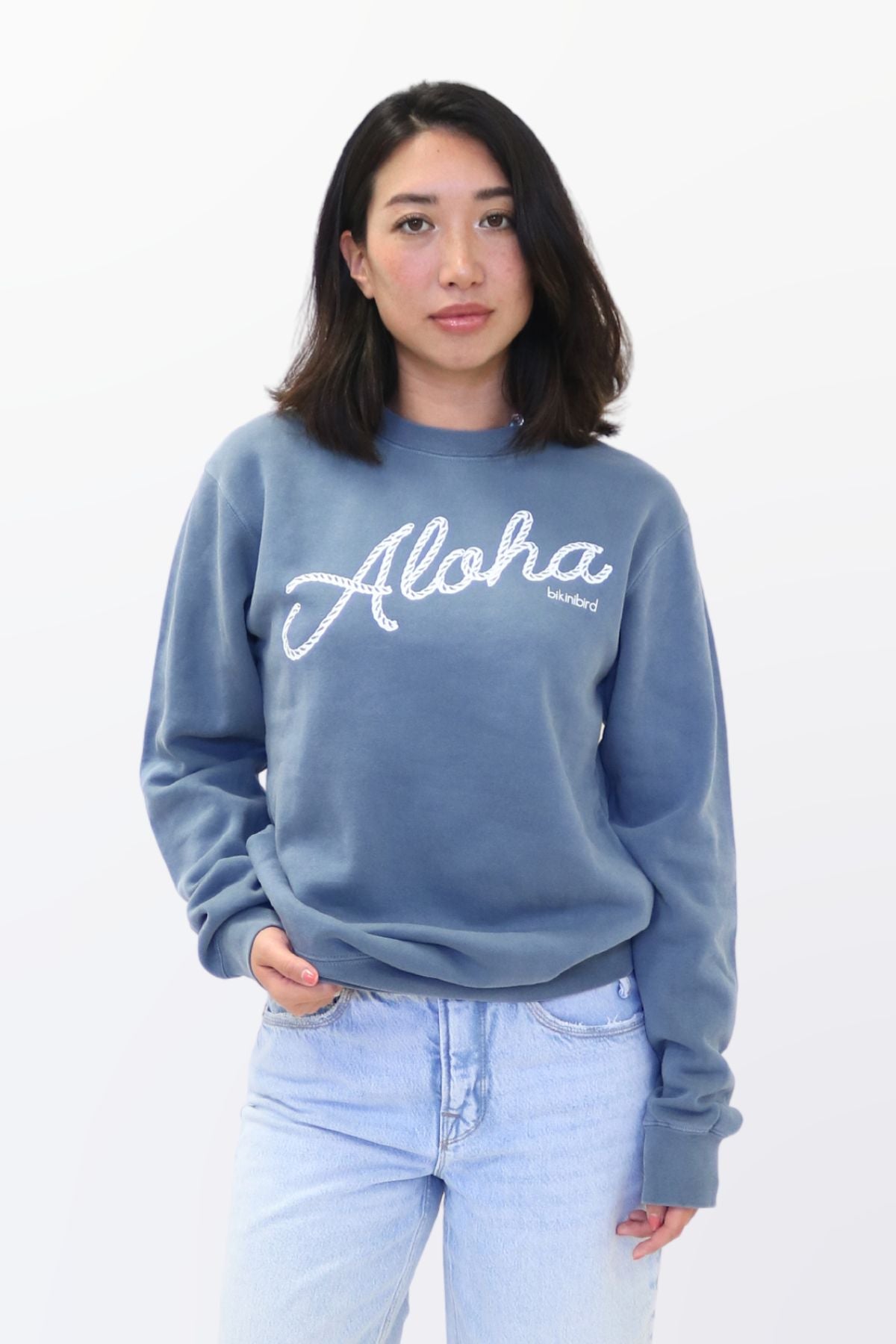 Aloha Rope Crewneck Sweatshirt in Slate Blue BikiniBird