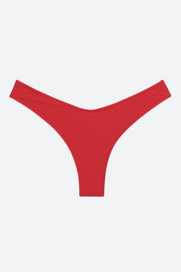 Montce Lulu (Zig-Zag Stitch) Bikini Bottom in Crimson Micro Scrunch