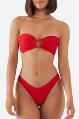 Montce Lulu (Zig-Zag Stitch) Bikini Bottom in Crimson Micro Scrunch