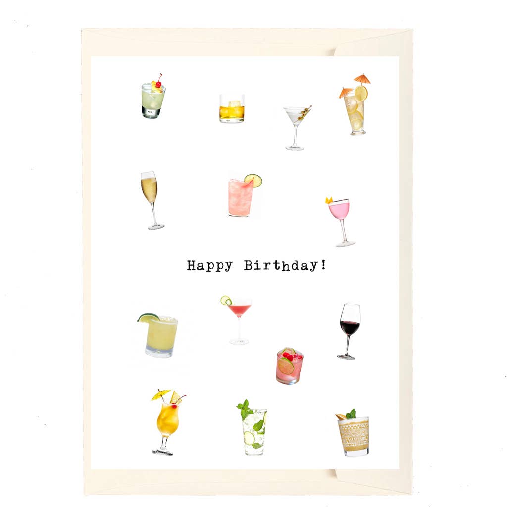 Paperlove Boutique Happy Birthday! Cocktails Card