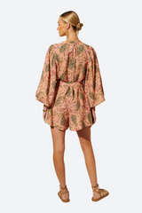 Kivari Isha Playsuit in Pink Paisley